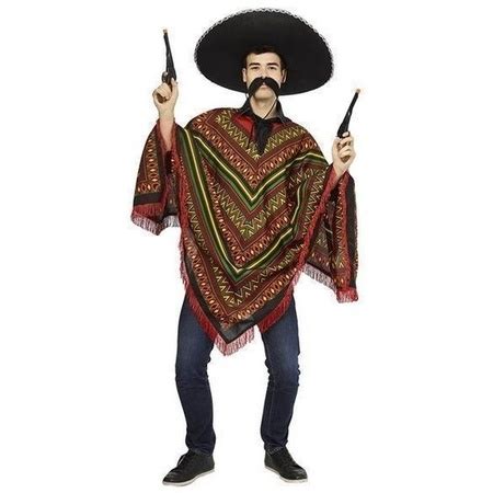 verkleed als mexicaan|Mexicaan poncho kostuum heren